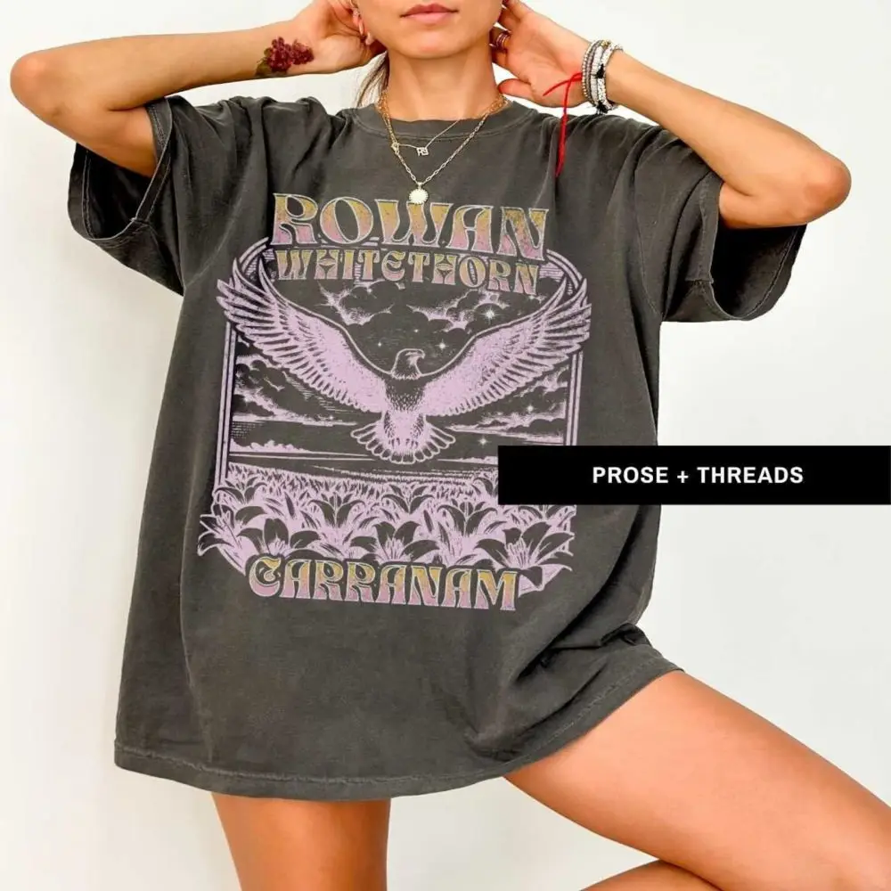 Throne of Glass Rowan Whitethorn Throne of Glass T Shirts Woman Loose O Neck Tops Tee Vintage Breathable Female Streetwear Tee