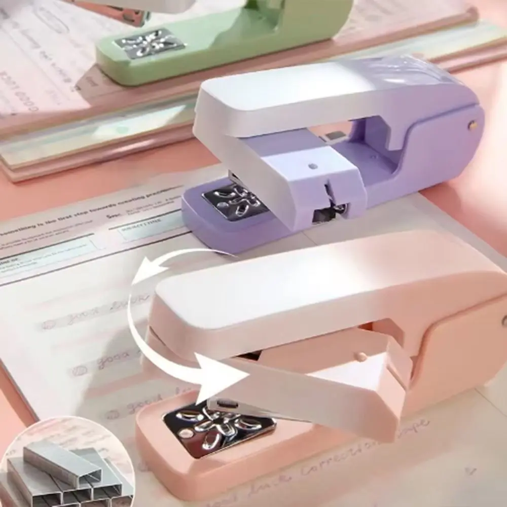 360 Degree Rotary Desktop Stapler Use 24/6 26/6 Staples Effortless Gradient Color Stapler Heavy Duty Multifunction