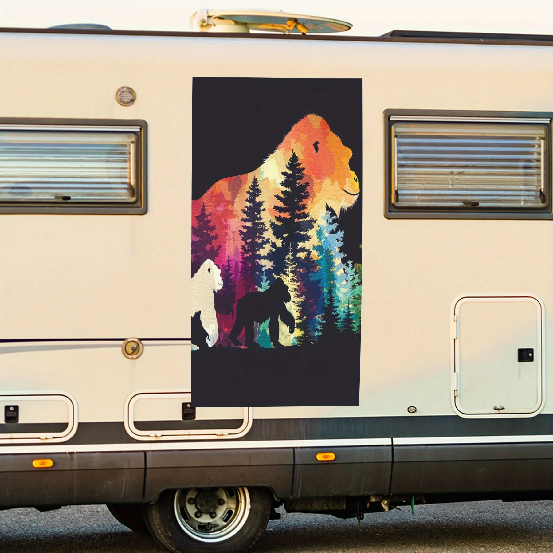 

Преобразите свою автофургону! Красочная наклейка «Горилла и лес» — сделайте дикую езду. Виниловая наклейка для двери автомобиля на колесах, водонепроницаемая самоклеящаяся