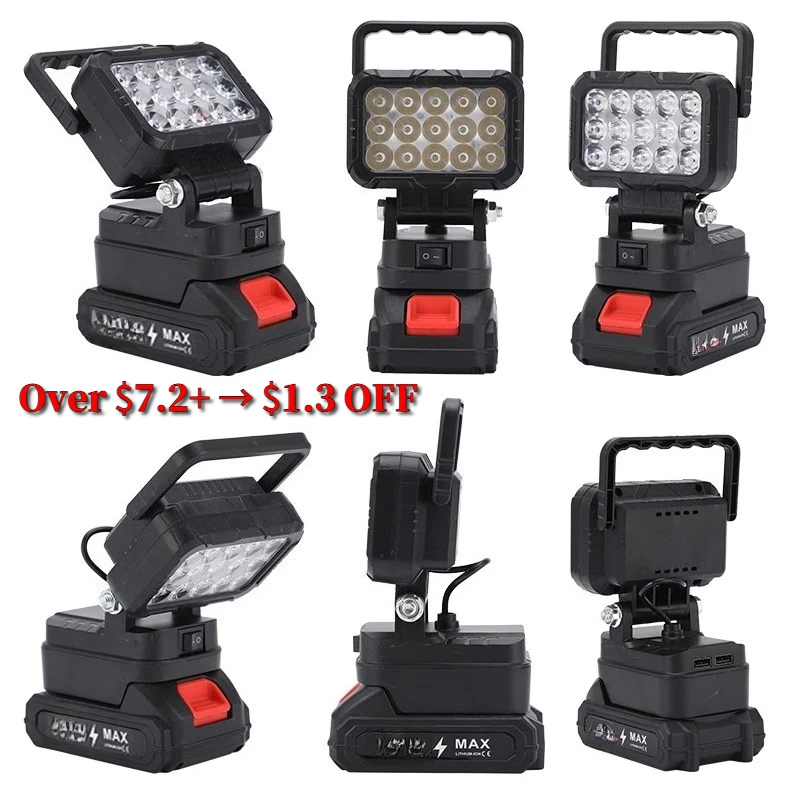 Lanterna de Trabalho LED para Bateria de Lítio Makita BL1830 18V, Holofote Portátil para Camping e Iluminação de Emergência, Peças para Ferramentas Elétricas