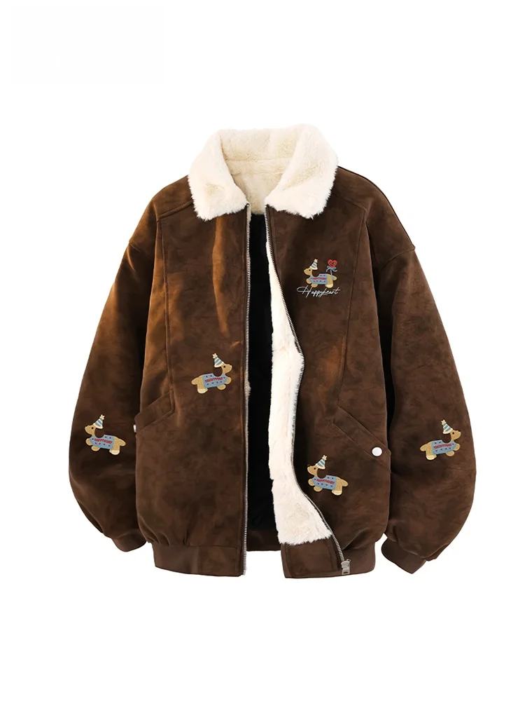 Charles Heart American Sle Thiened Algodão Jaet Masculino Feminino Inverno Quente Casacos de Fibra de Poliéster Casual Gola Flip