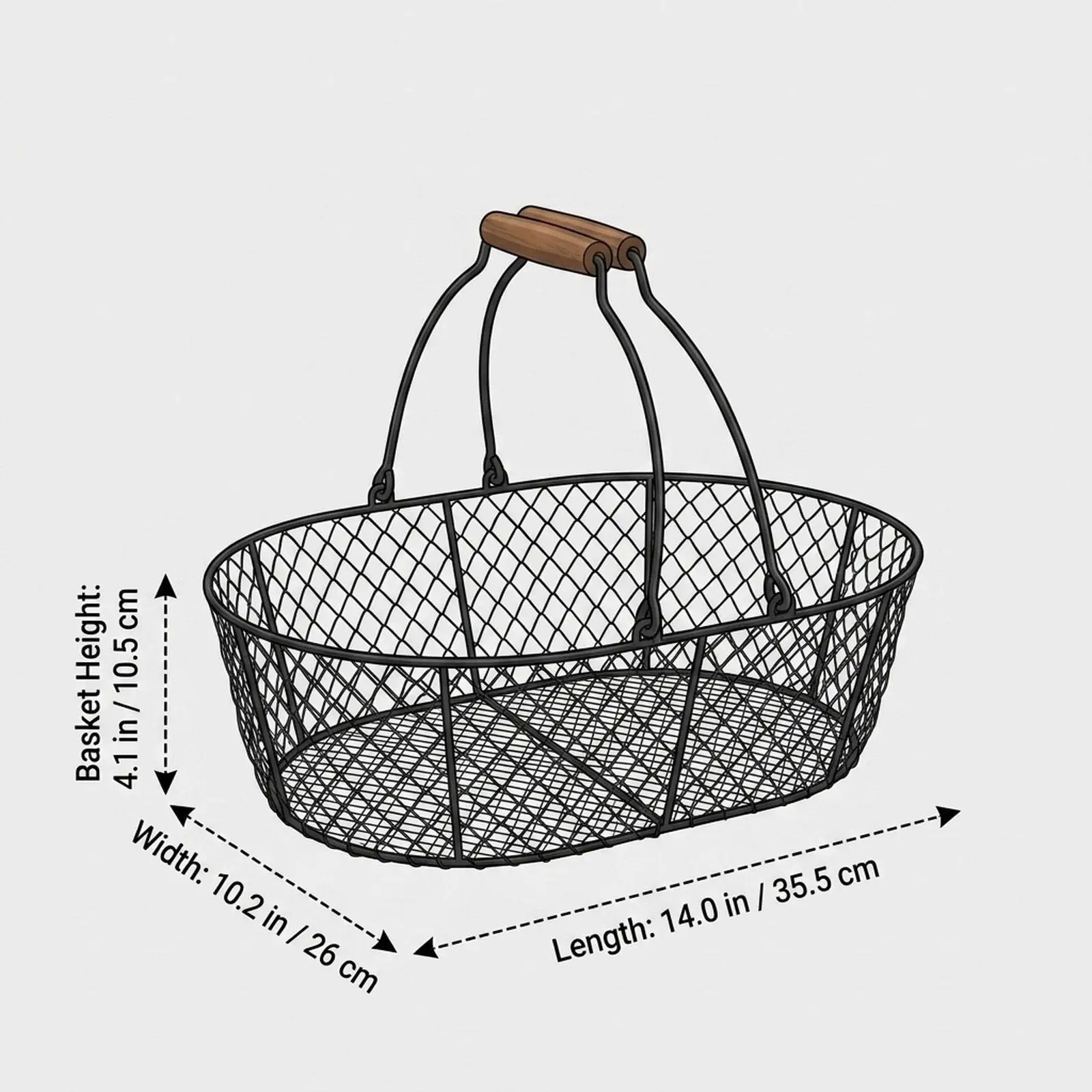 

Wire Shopping Basket, Portable Shopping Bag, Sturdy Iron Shopping Basket, Ideal for Kitchen, Supermarket And for