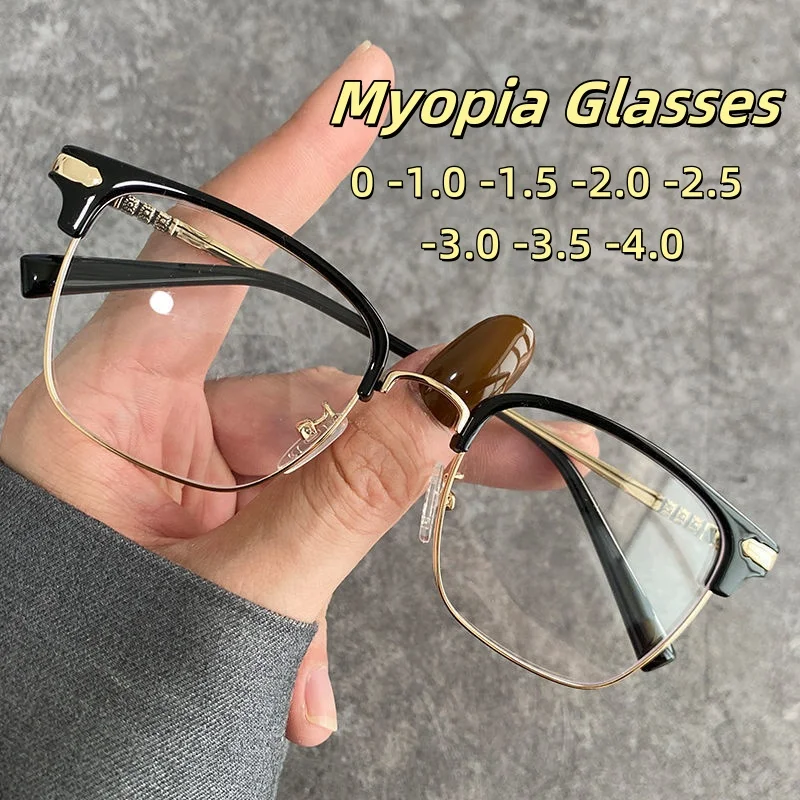 

Men's and Women's Basic Myopia Glasses Men's Business Classic Half Frame HD Glasses Blue Light Blocking Eye Protection