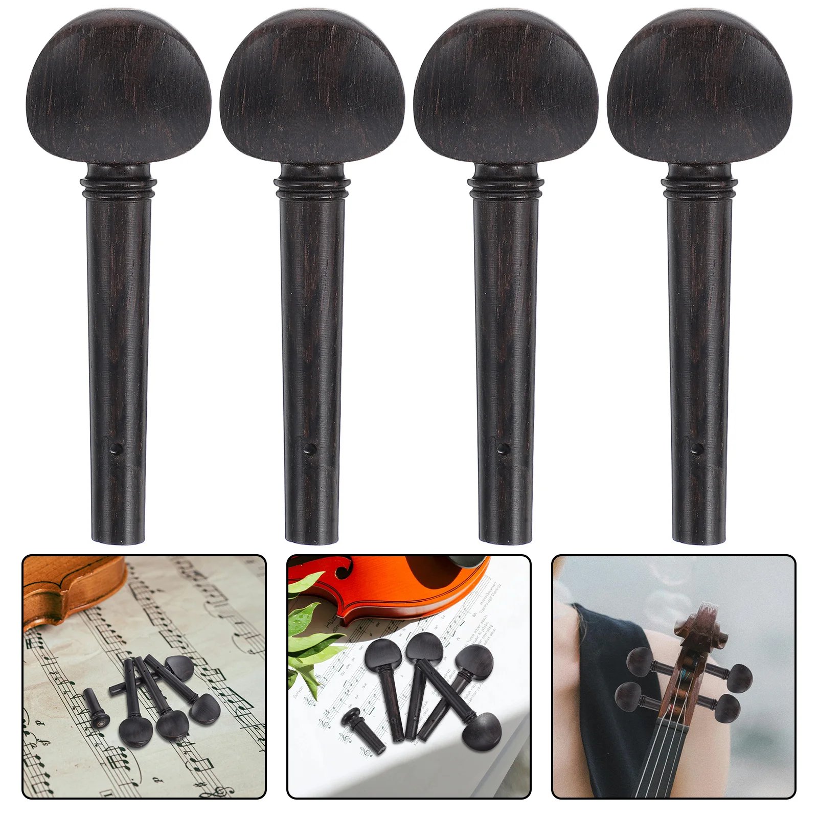 

Violin Tuning Bolt Pegs with Endpin Wooden Black Ebony Replacement Instrument Accessories