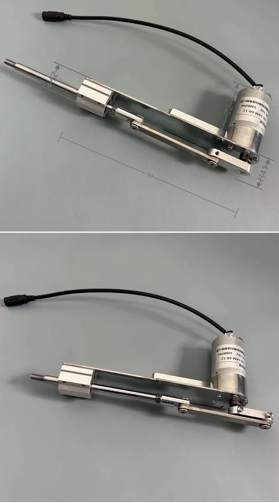 Telescopic Linear Actuator Big Thrust Reciprocating Cycle Linear Motor 0~330RPM DC 12V Optional Stand/Remote Control