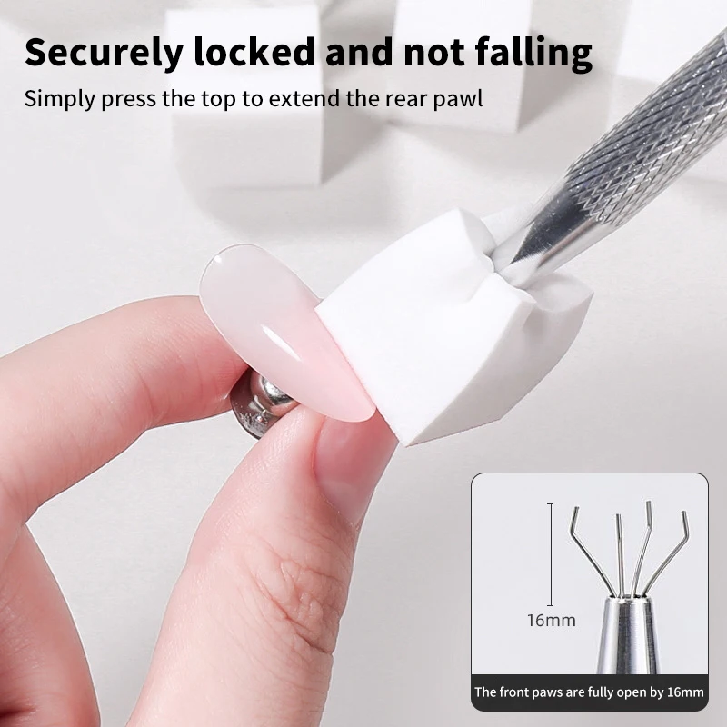 20/50Pcs Beancurd Cube Gradient Nails Sponges Nail Gel Polish Patting Halo Dyeing Tool Stainless Steel Four Claw Sponge Clip