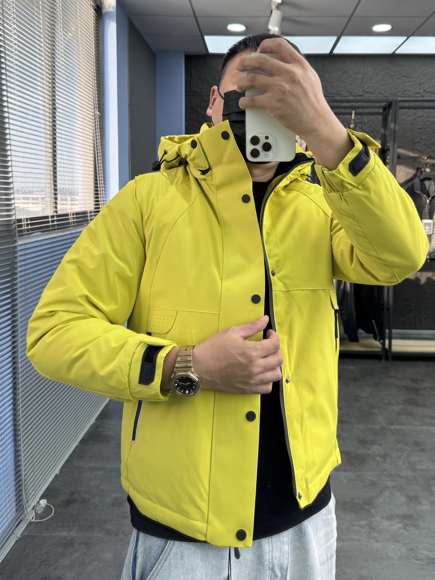 

Men's Winter Thiened down Jaet aphene Pred Du down Hooded Coat Warmth Outdoor Cam Travel Polyester Fiber