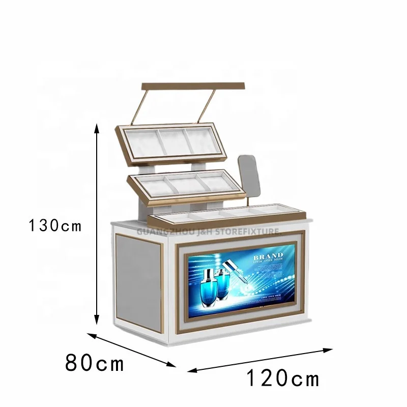 customized.Luxury Cosmetic Wooden Display Rack Kiosk Custom Makeup Nail Polish Shelf Lipstick Display Stand Retail Stor