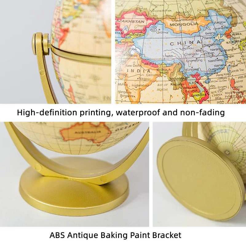 Full English Omnidirectional World  Globe Sphere Diameter 10cm Desk MINI Teaching Globe PVC ABS Material 720° and 360° Rotation