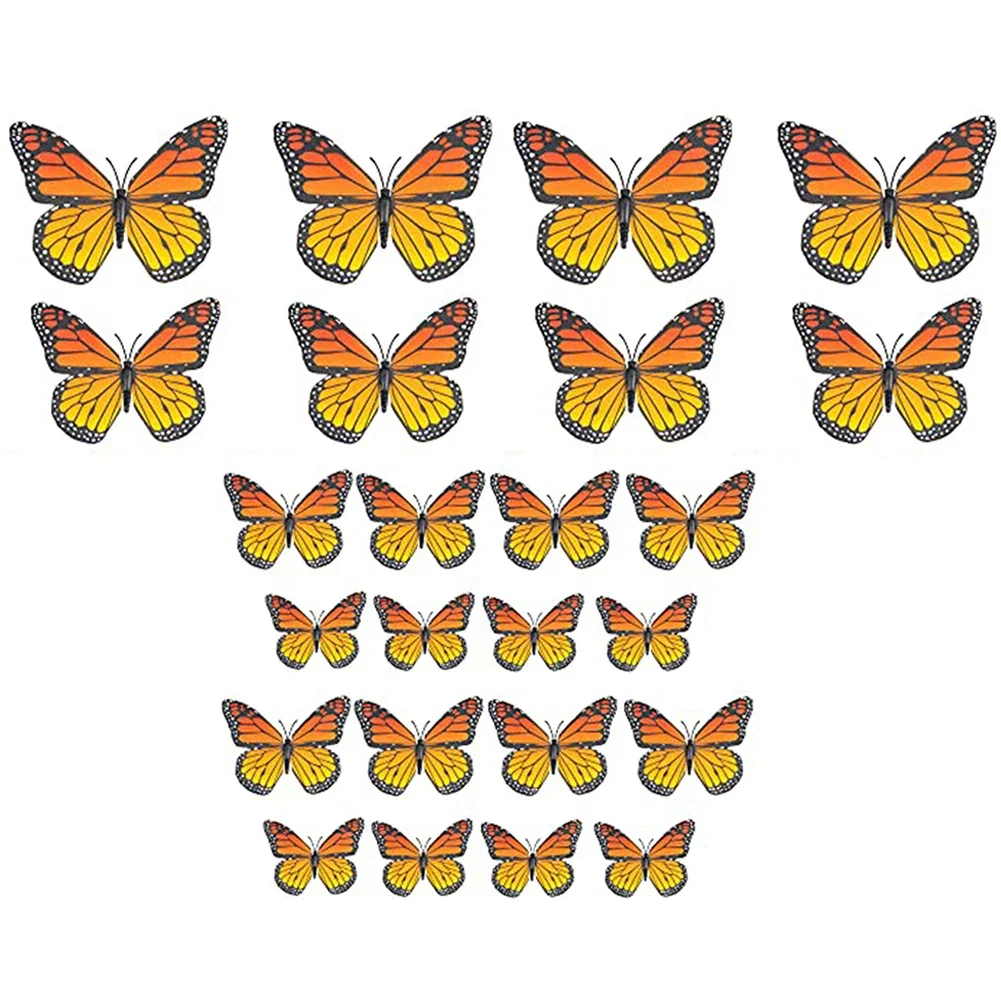 24 Pieces Monarch Butterfly Decorations For Home, Craft, Party And Room, Orange Halloween, Christmas, Butterfly Set