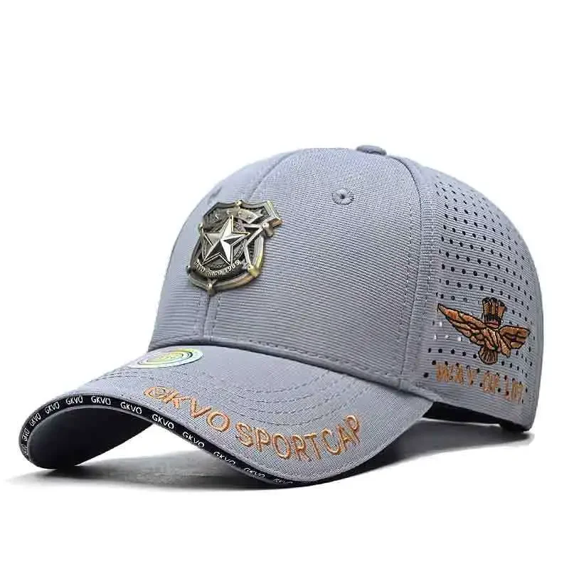 Hat Men'S New Summer Outdoor Big Circumference Baseball Cap Individual Badge Five-Pointed Star Non-Stuffy High Quality