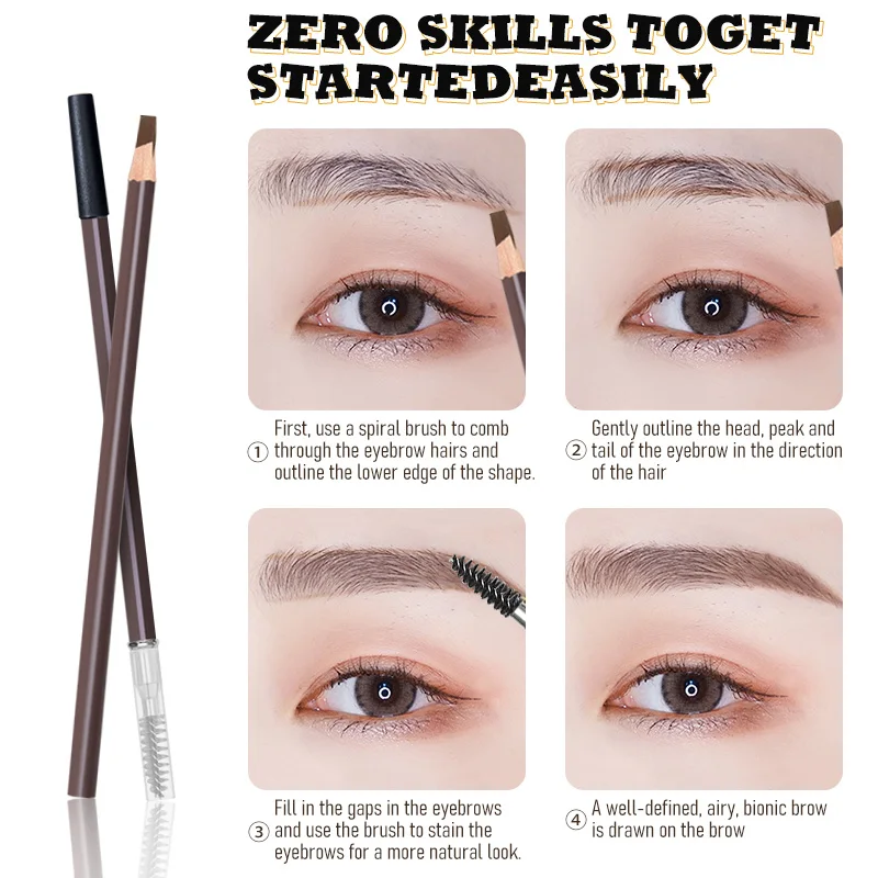 Lápiz de cejas de madera, potenciador impermeable, herramientas de maquillaje de Ojos de larga duración, cosméticos, negro, marrón, gris