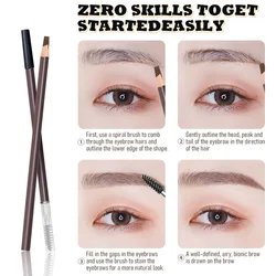 5color Single Waterproof Microblading Eyebrow Pencil with Shaping Brush Head, Lazy Makeup Pen for Professional Tattoo Artists
