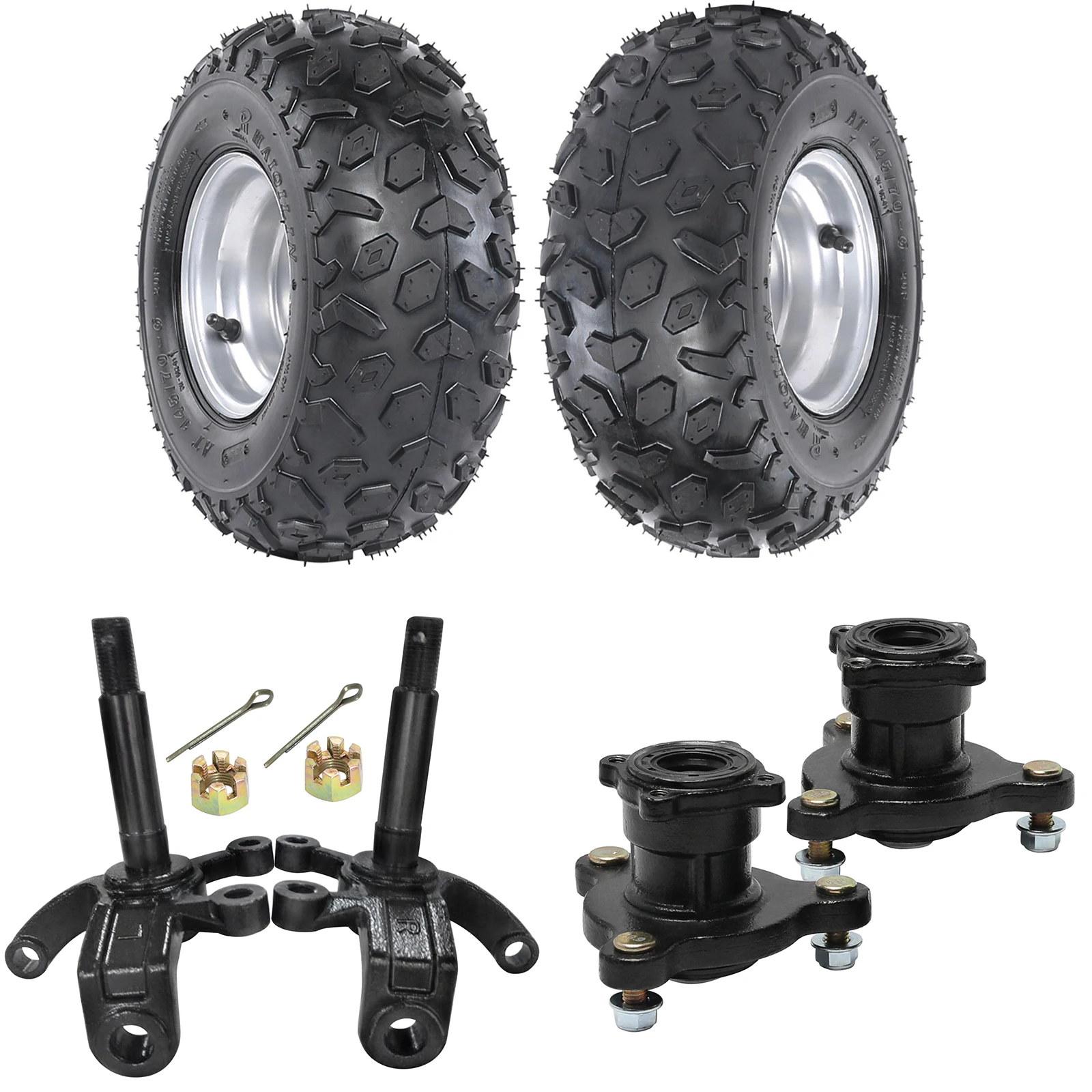 

TDPRO 6" Wheels Tyre Rim 145/70 6" Wheel Rims with 3 Stud Hub Spindle for ATV Quad Mini Bike Go Cart Drift Trike 4 Wheelers