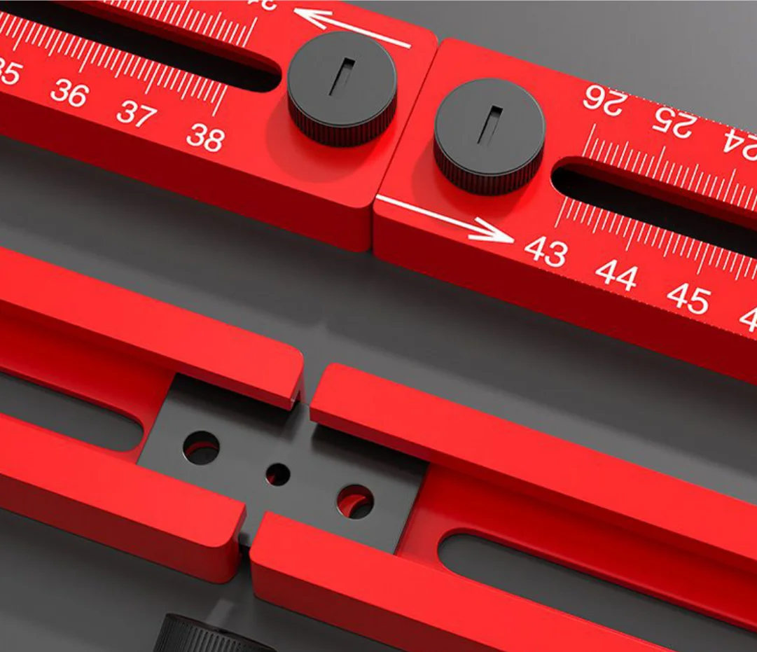 Aluminum alloy woodworking ruler edge trimming milling round marking positioning ruler round hole slotting positioning device