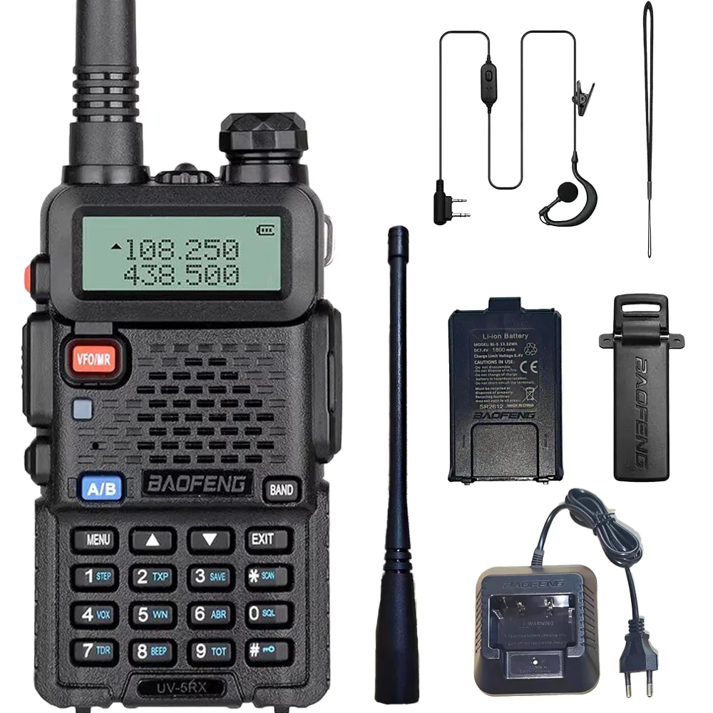 Baofeng UV-5RX 5W Multi-Band Wireless Frequency Copy AM/FM Long Range Ham Walkie Talkie Portable Handheld, UV-5R Upgrade