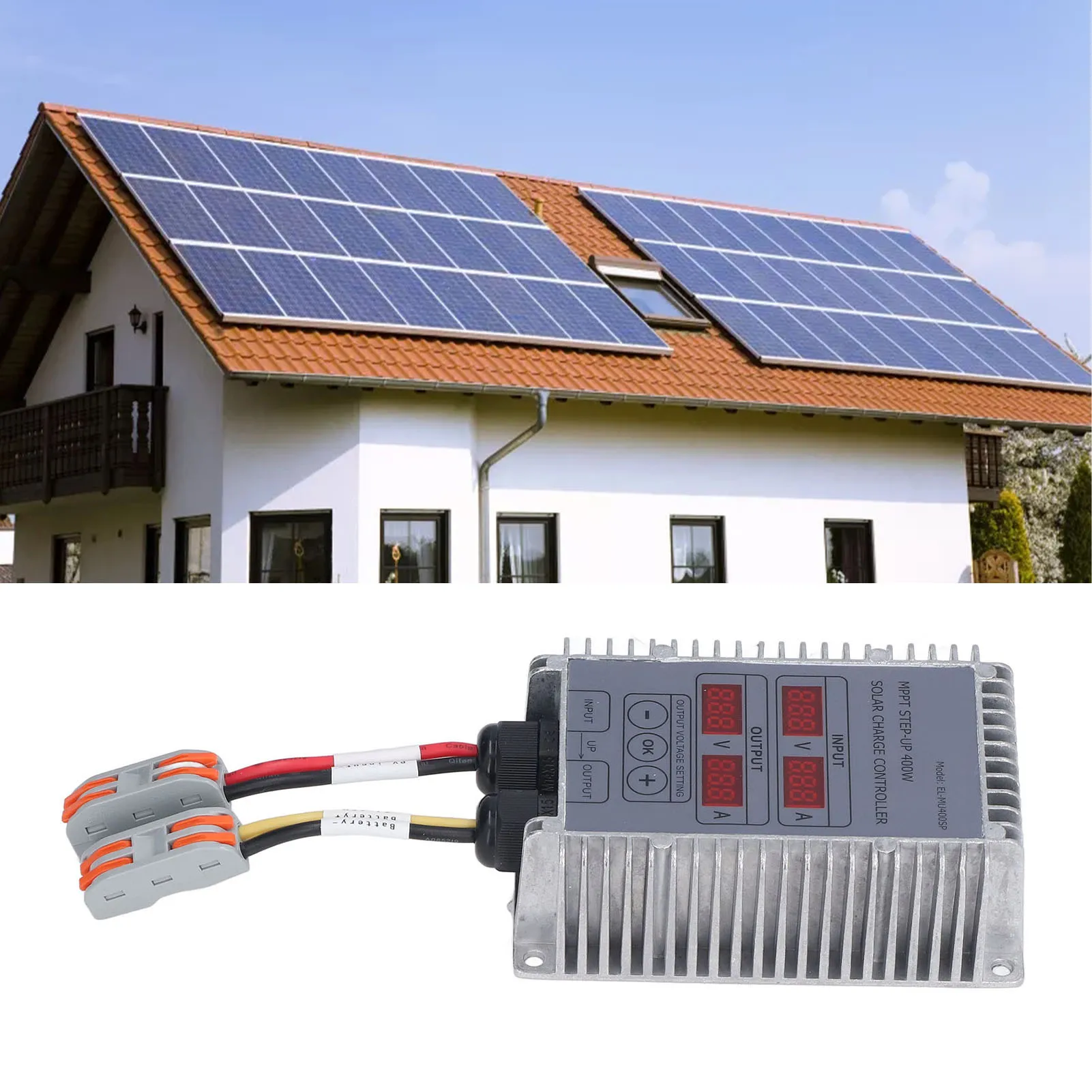 Solar Battery  Controller Boost MPPT Voltage Adjustable Waterproof with Display 24‑85V MPPT Solar  Controller