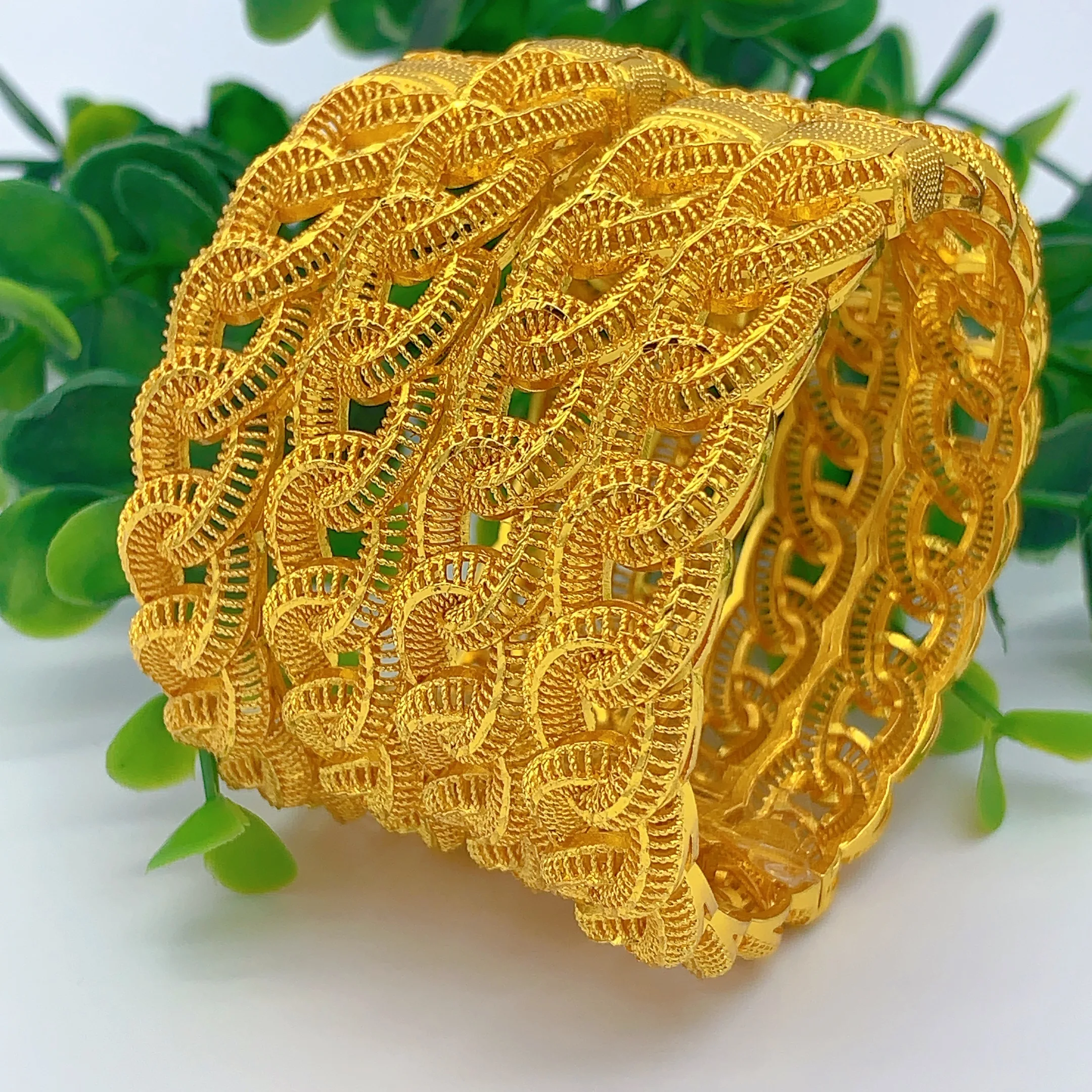 Arabic Charm Gold Plated Bracelets Bangles For Women Indian Dubai African Ethiopian Hand Jewelry Wedding Party Gifts