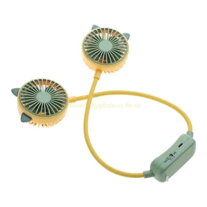 D0AB 매달려 넥 팬 휴대용 쿨러 팬 USB 충전식 넥 밴드 팬 서라운드 윈드 아울렛 500mAh 충전식 미니 팬