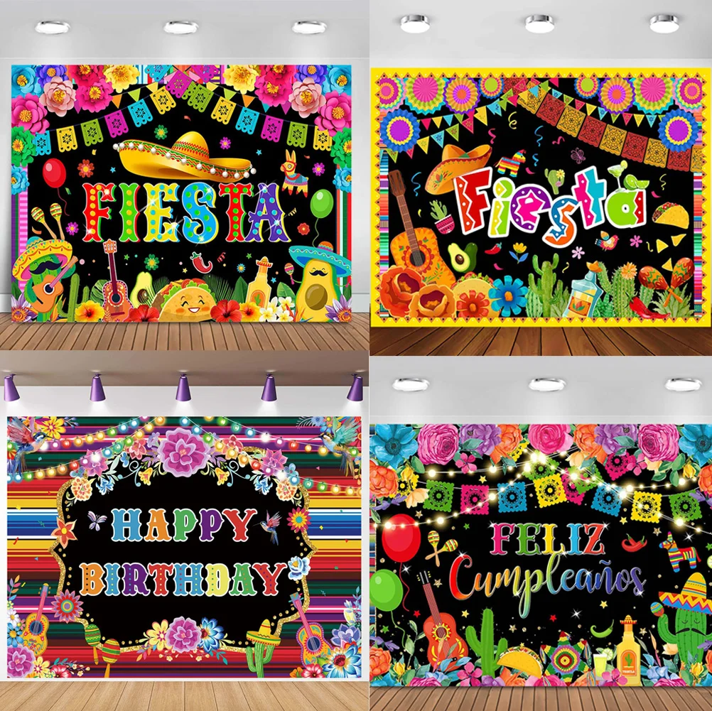 Mexican Fiesta Theme Backdrop Cinco De Mayo Festival Birthday Party Decorations Mexican Carnival Colorful Flags Banner 180x110cm