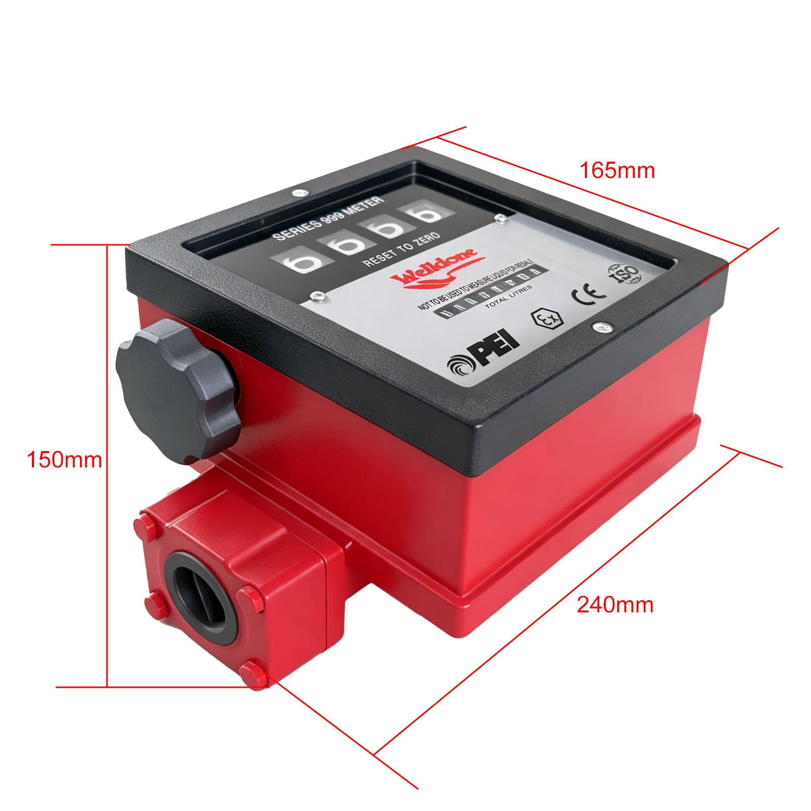 Fuel Flow Meter 1.5 Inch Mechanical 5-32GPM Industrial for Positive displacement gallon totalizer 1.5 inch f