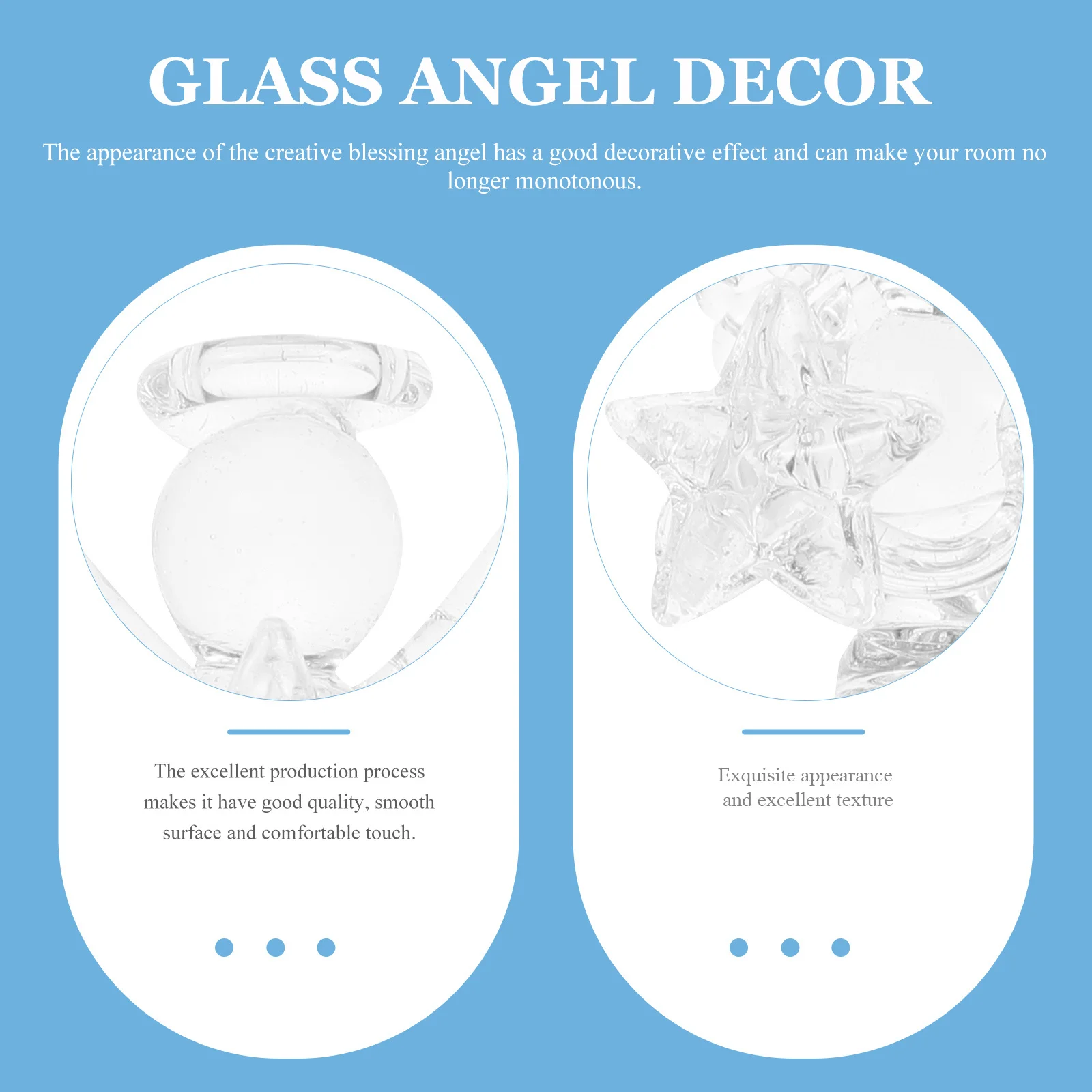 

Elegant Glass Angel Decor Exquisite Appearance Excellent Texture Wide Use Gift for Friends Home Decoration 10Cm