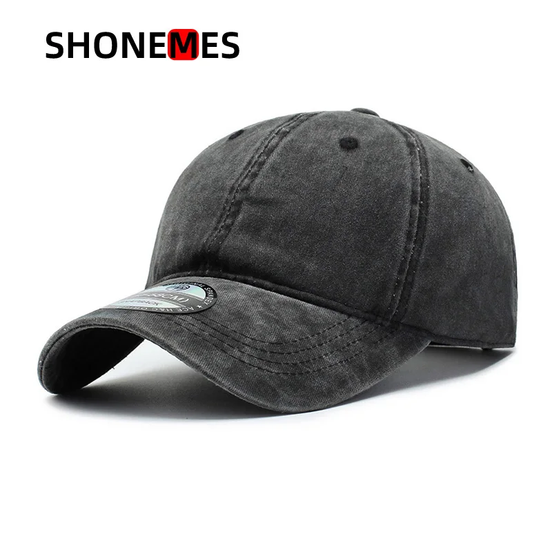 Shonemes Denim Baseball Cap Blank Plain Snapback Caps Outdoor Sports Adjustable Hats Black Grey Blue for Men Women