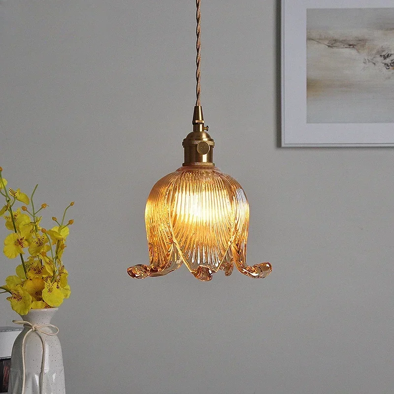 

Vintage Nordic brass glass chandelier B&B bar Restaurant bedroom bedside lamp Personality creative simple lamps