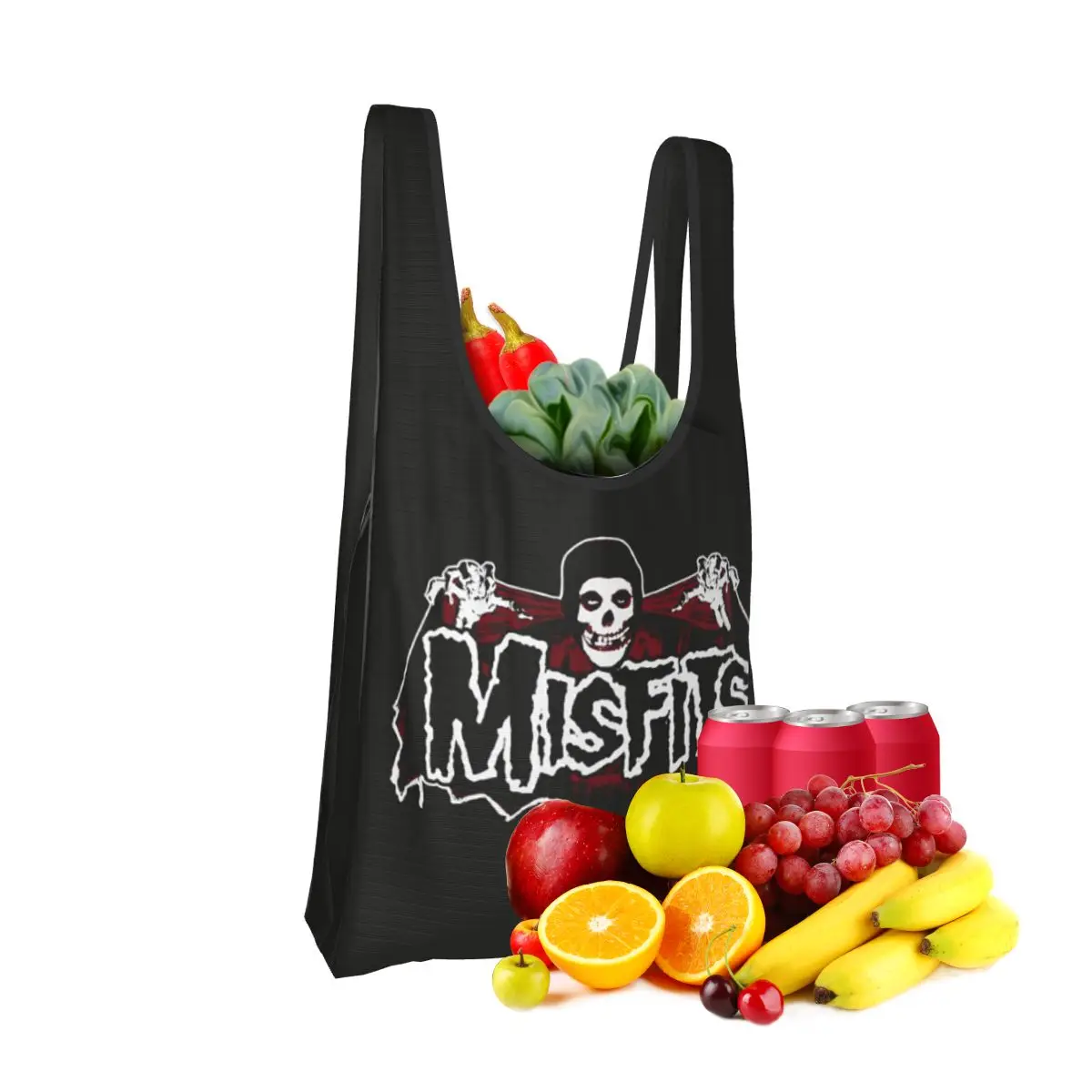 misfits-cranio-sacola-de-compras-portatil-sacolas-dobravel-ombro-shopper-bolsa-de-mercearia