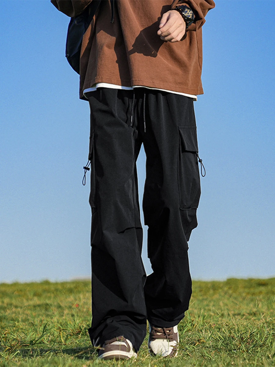 

Мужские повседневные брюки в японском стиле, прямые, свободные, широкие, длинные, модные, американский стиль, весна...