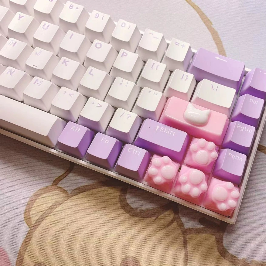 

New Enter /Shift milk white cat claw keycap cross shaft OEM R4 pink mechanical keyboard keycap