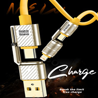 Mini USB-C 4 in 1 Charger Cable 240w Fast charging Cord Usb Type C For iPhone Xiaomi Samsung Huawei PD 2-in-2 data cable 1M
