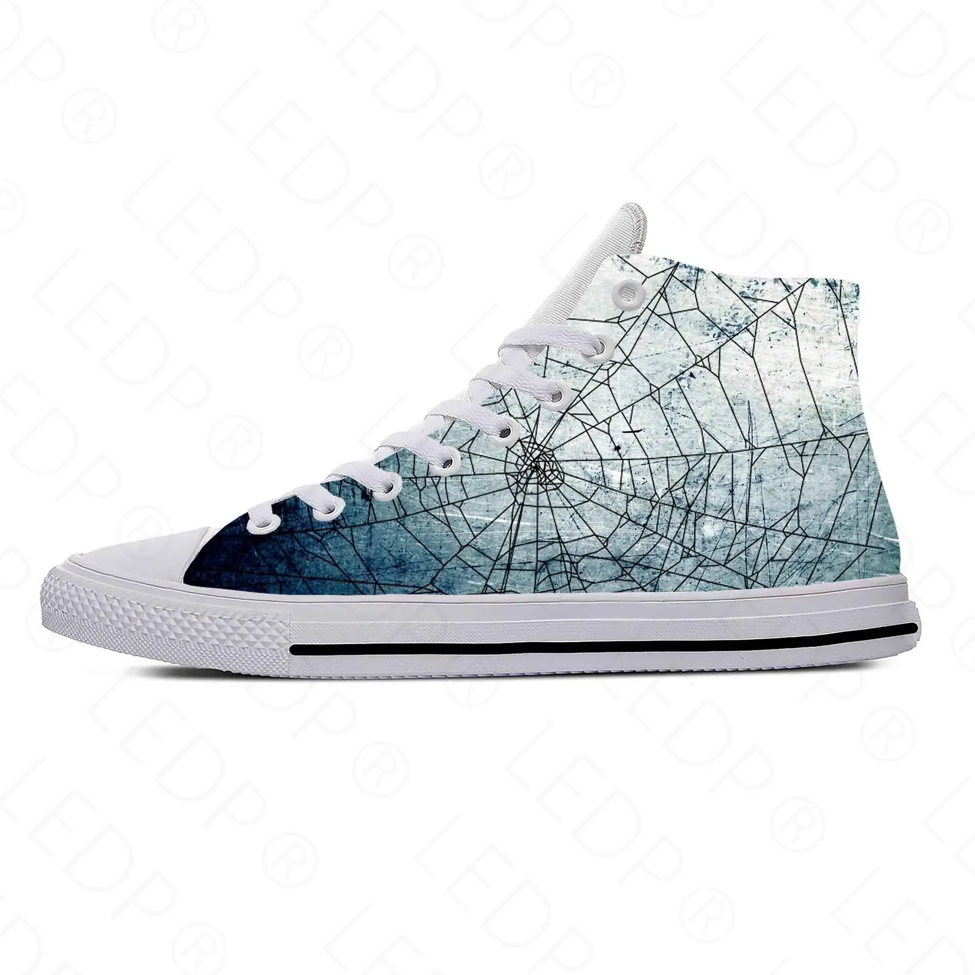 Spider Web Pattern Cobweb Spiderweb Funny Fashion Casual Cloth Shoes High Top Lightweight Breathable 3D Print Men Women Sneakers