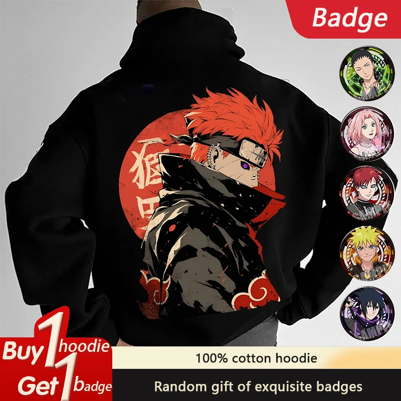 

Naruto Sasuke Peripheral Loose Hoodie Japanese Classic Anime 2025 Autumn Men's and Women's Cotton Sports Sweater Top