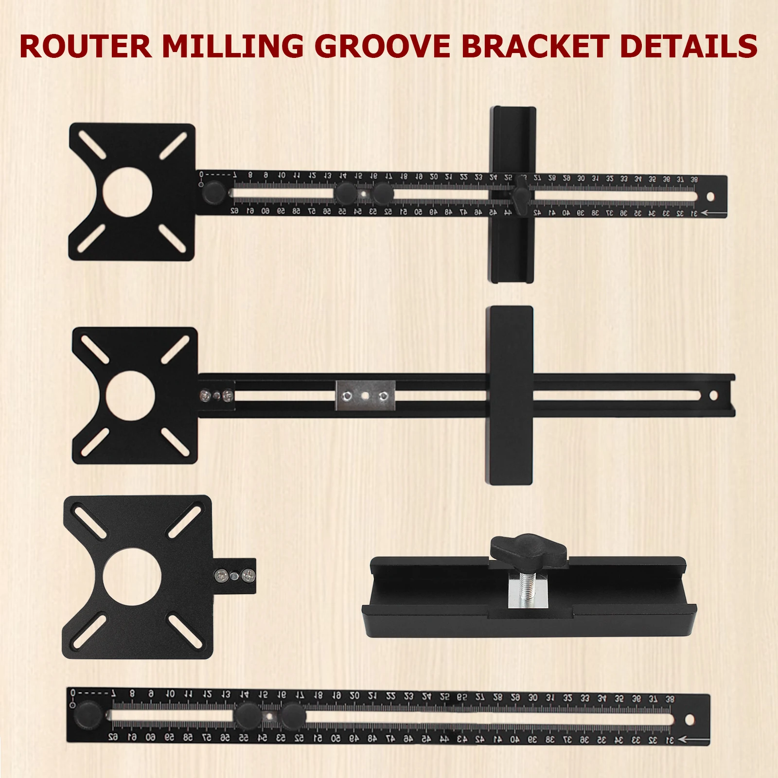 1pc 4 in 1 Router Milling Groove Bracket-Cabinet Hardware Jig, Router Circle Cutting Jig, Punch-Router Milling Groove Bracket