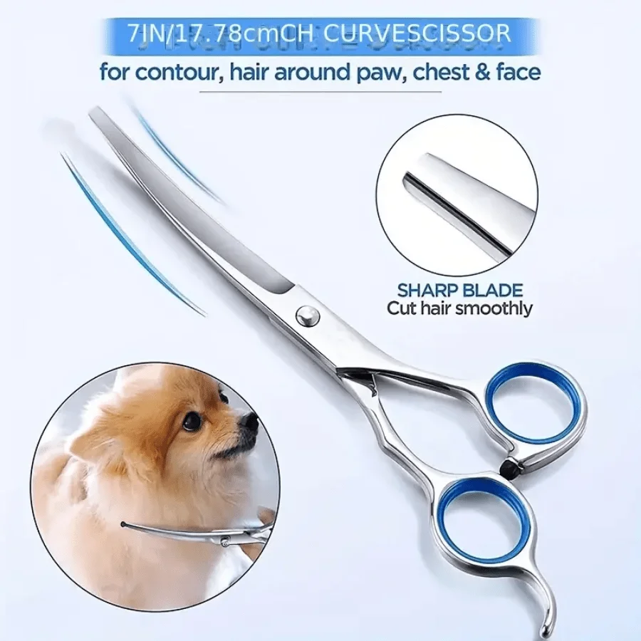 Dog Grooming Scissors Kit Professional Pet Cleaning And Grooming Tool Set- Safety Round Tip Stainless Steel hair scissors