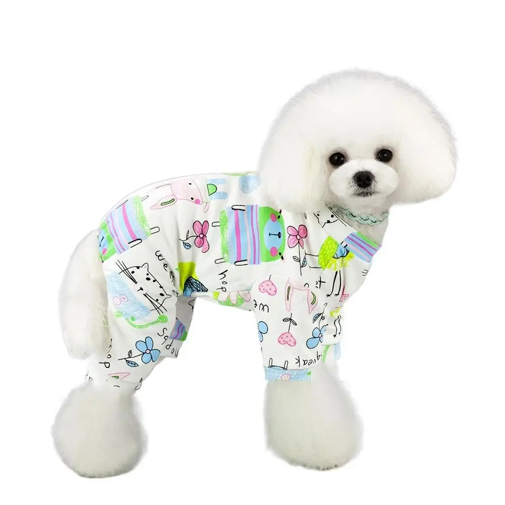

Pet Apparel Cartoon Puppy Dog Pajamas Comfortable Soft Dog Jumpsuit Cotton Puppy Rompers For Dogs Puppy