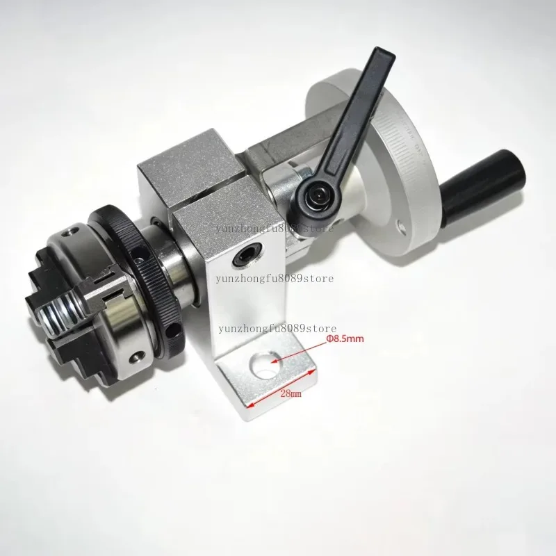 Hand-Crank 3-Jaw Chuck with 0-360° Indexable Scale, Locking Device, Desktop DIY Rotary Clamping Fixture for Drilling – SK30-C2