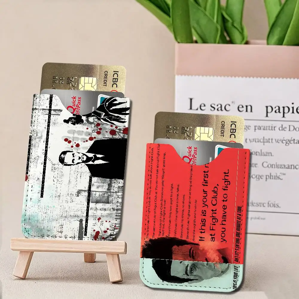 Fight Club Movie Ultra Slim Men Leather Mini Wallet Lightweight Credit Bus ID Card Holder Case for Daily Business Use