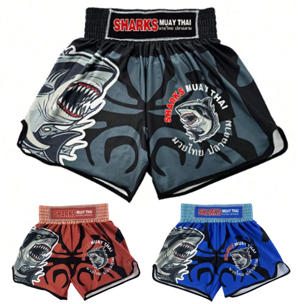 Boxing Shorts SharkPrinted Muay Thai Fighting Sanda Fighting Sports Trunks Training GYM Fight MMA Shorts
