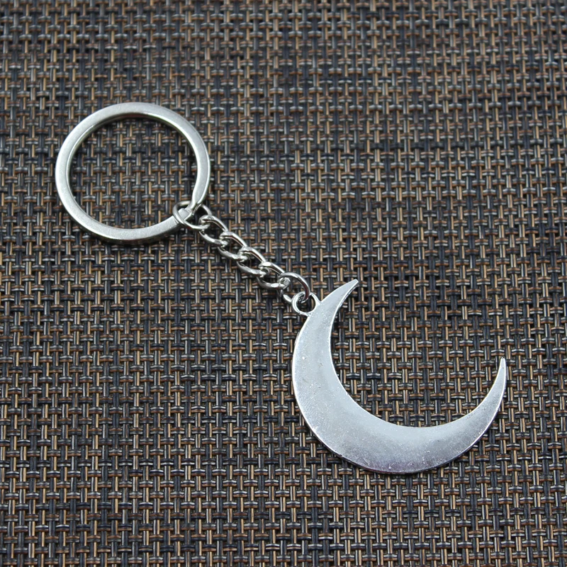 Fashion Keychain 44x33mm Big Moon Bronze Silver Color Pendants DIY Men Jewelry Car Key Chain Ring Holder Souvenir For Gift