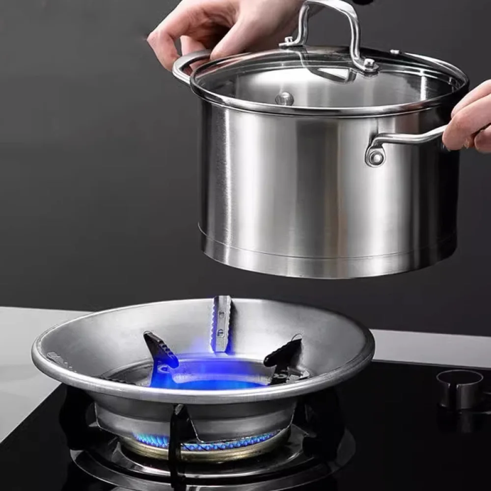 Stainless Steel Gas Stove Energy Saving Ring Windproof Flame Shield Cooker Accessory For Efficient Cooking Gadget