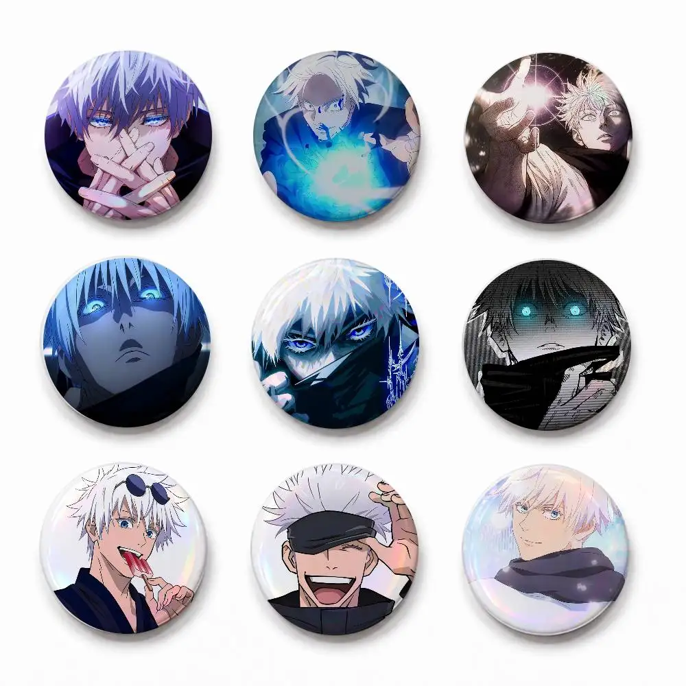 Sa-stor-u Gojo Cute Cool Round Pin Badge Set For Anime Game Music Cartoon Fans Backpack Denim Jacket Hat Decoration