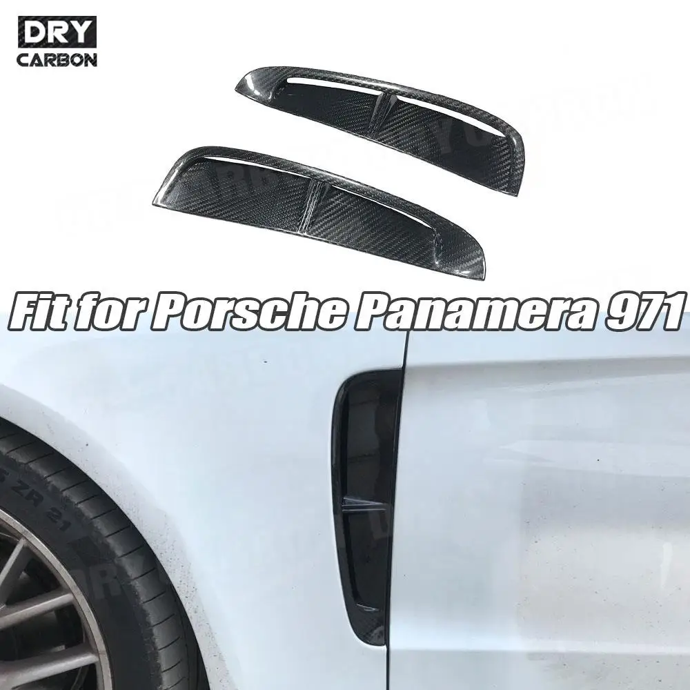 

Dry Carbon Fiber Car Front Side Fender Air Vent Moulding Trim Canards Stickers For Porsche Panamera 971 2017 2018 2019