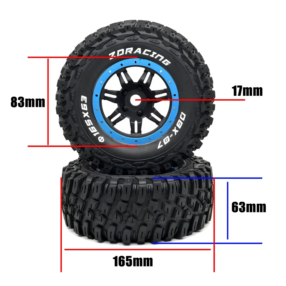 17mm koło sześciokątne 165*63mm koła opony 8642 8643 dla ZD Racing 1/7 DBX-07 DBX07 części do modernizacji samochodów RC akcesoria zamienne