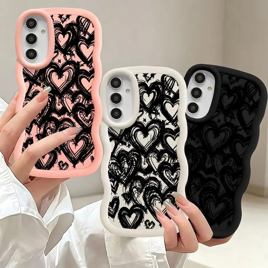 Doodle Hearts Phone Cover Case for Samsung Galaxy A17 A55 A35 A11 A20 A14 A03 A26 A34 A15 A04 A12 A30 A16 A05 A36 A51 A73 A13