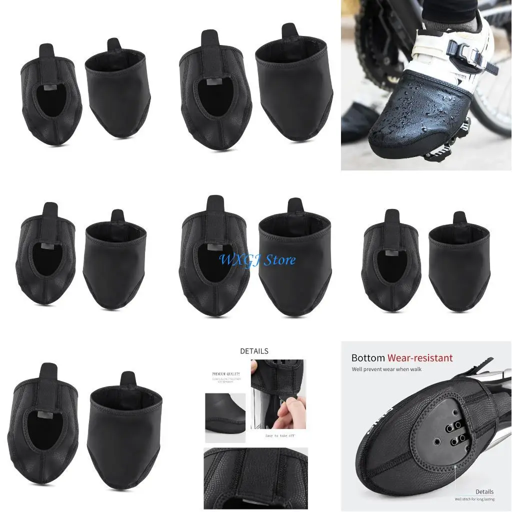 

37JE Thermal Insulated Cycling Shoe Covers Half Toe Design Windproof Anti Slip Design Suitable For Winter Bicycles Riding 2pcs