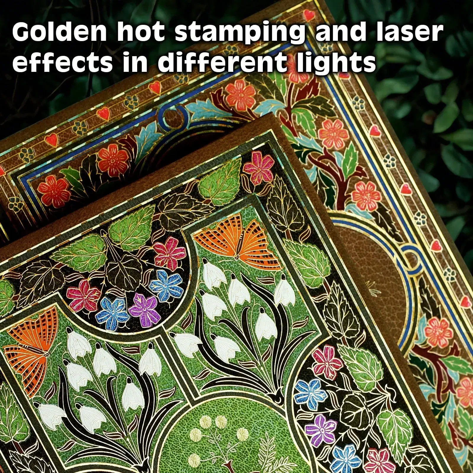 مجلة زهور عتيقة مكونة من 256 صفحة - مذكرات بغلاف مقوى من رقائق الذهب مع إشارة مرجعية، صفحات ملونة على شكل فراشة، دفتر ملاحظات للسفر الفاخر والهدايا