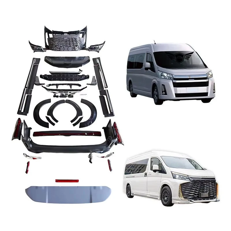 New PP Plastics MAX 2024 Design Front Bumpers Bodykit Clips Park Assist Sensor Cutouts for Hiace Commuter Van