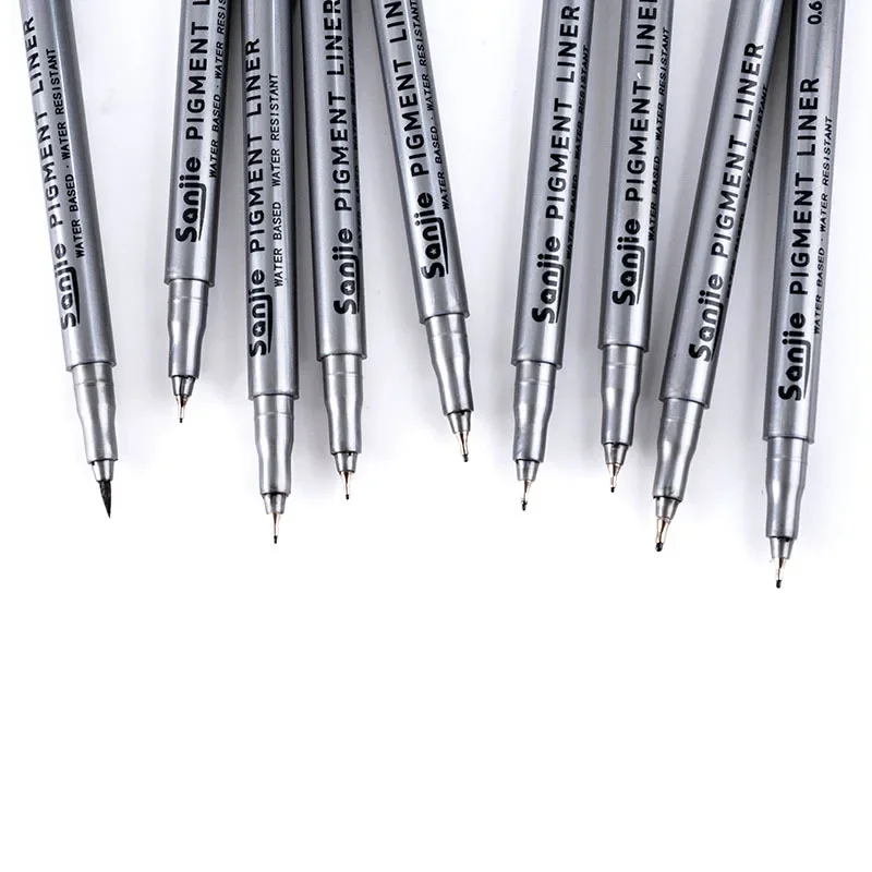 6PCS Precision Black Micro-Pen, Hand-painted Hook Line Pen Set, Continuous Ink Lines, 0.05 0.1 0.2  0.3 0.4 0.5 0.6 0.8 brush